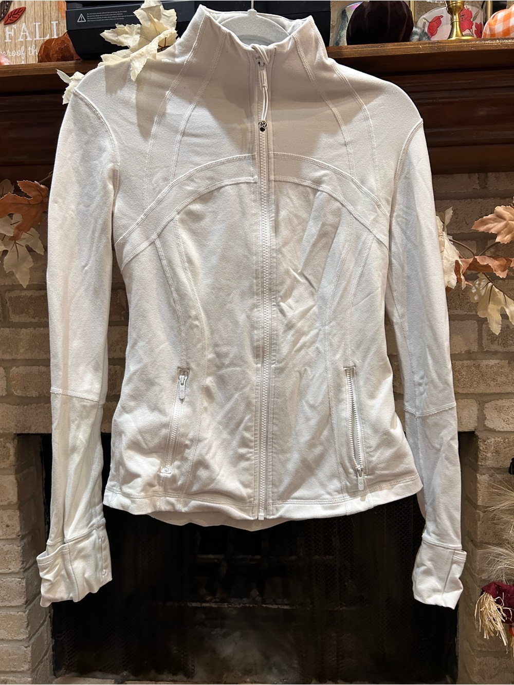 lululemon athletica White Zip-Up Active Bomber Jacket EUC